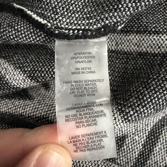 Sioni Womens Medium Black/White Knit Color Block Open Front Soft Long Cardigan - Picture 5 of 6